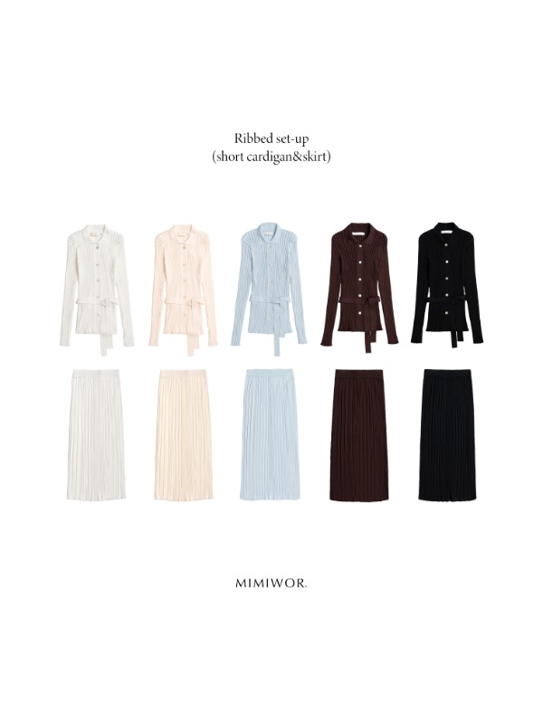 F/W Ribbed collection &quot;Ribbed set-up&quot; 리브드 셋업 ( short cardigan + skirt )